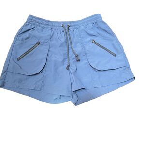 Toad&Co Trailscape Pull-On Shorts Womens M Blue Recycled Nylon Gorpcore Hiking